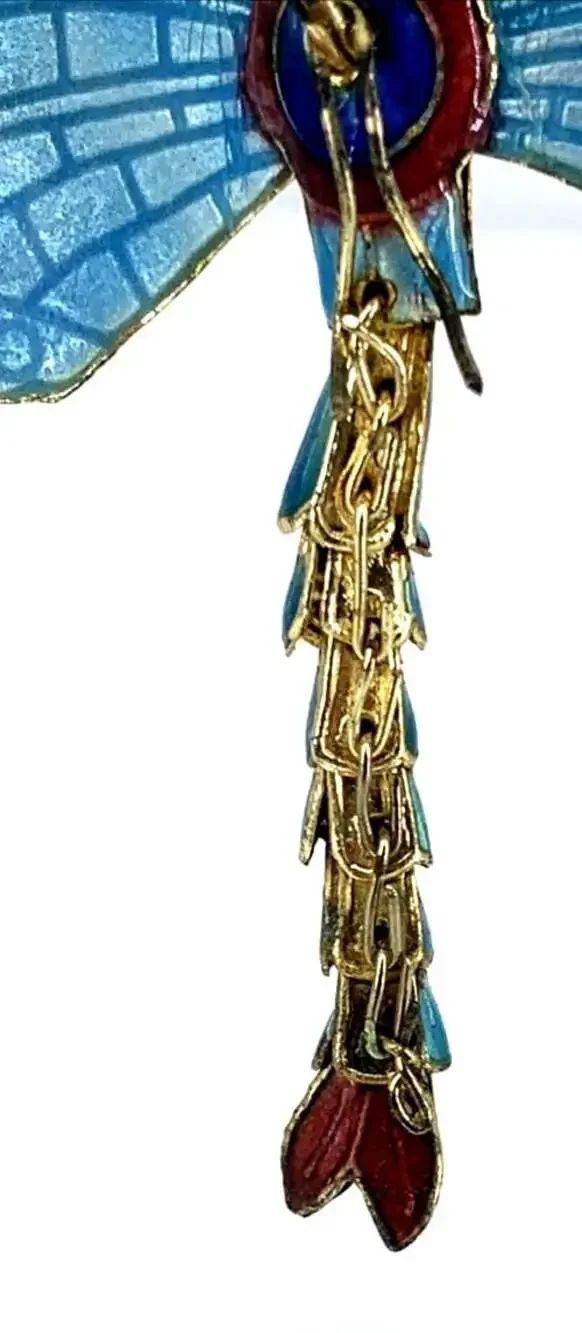Dragonfly Christmas Ornament  Metal Enamel Multicolor 2.5